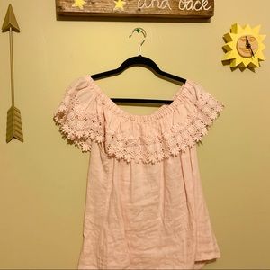 Light Pink Off the Shoulder Top